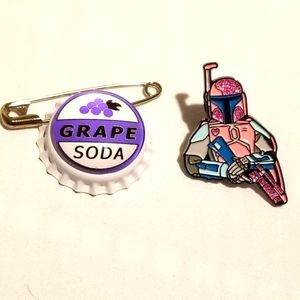 Disney Star Wars Mandalorian pin and UP grape soda pin